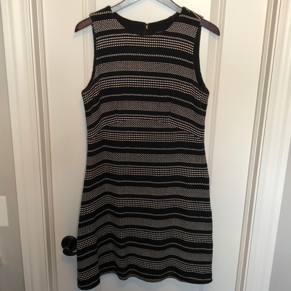 Ann Taylor black/white striped sleeveless dress